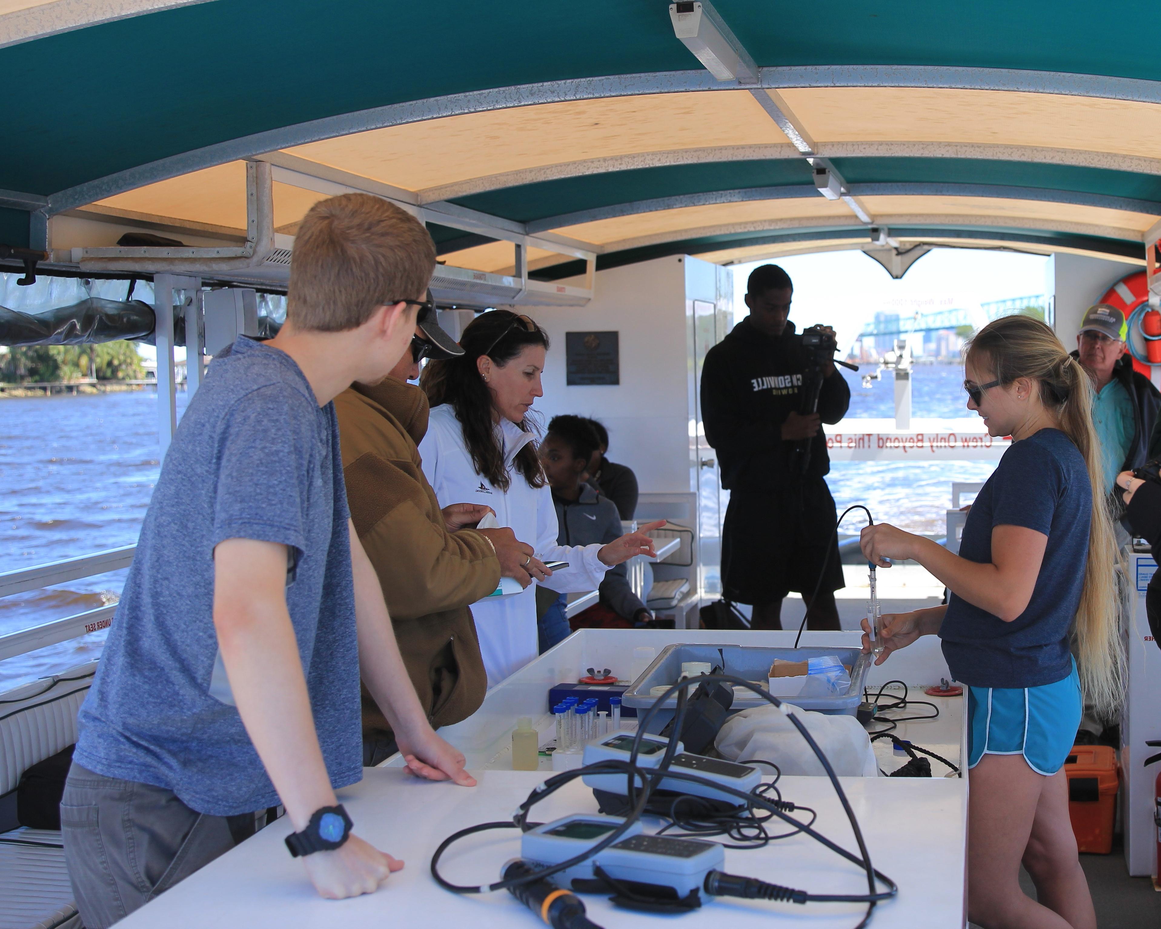 Research team on a boat